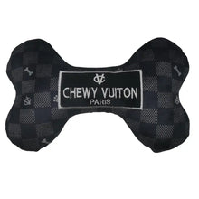 Load image into Gallery viewer, NEW Black Checker Chewy Vuiton Bone Dog Toy
