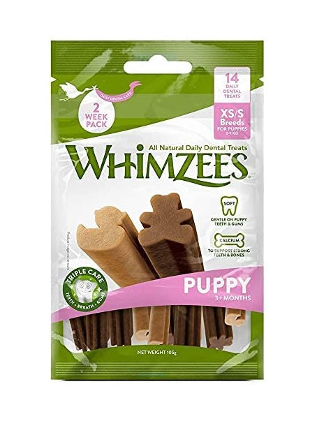 WHIMZEES Puppy Natural Dental Dog Chews Long Lasting, XS/S - 14 Pieces