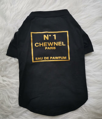 Chewnel Black Backpack Embroidered Dog T-Shirt