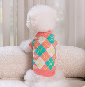 Diamond V neck dog jumper